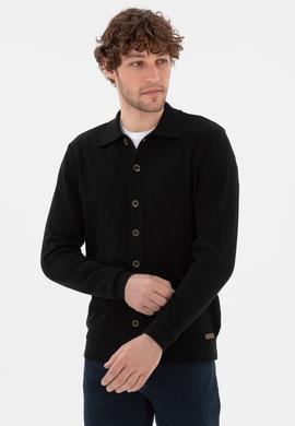 Erkek Siyah Basic Triko Hırka - 50298272053