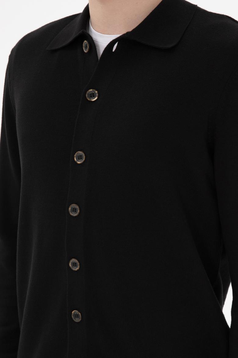 Erkek Siyah Basic Triko Hırka - 50298272053