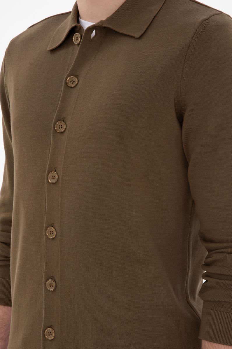 Erkek Haki Basic Triko Hırka