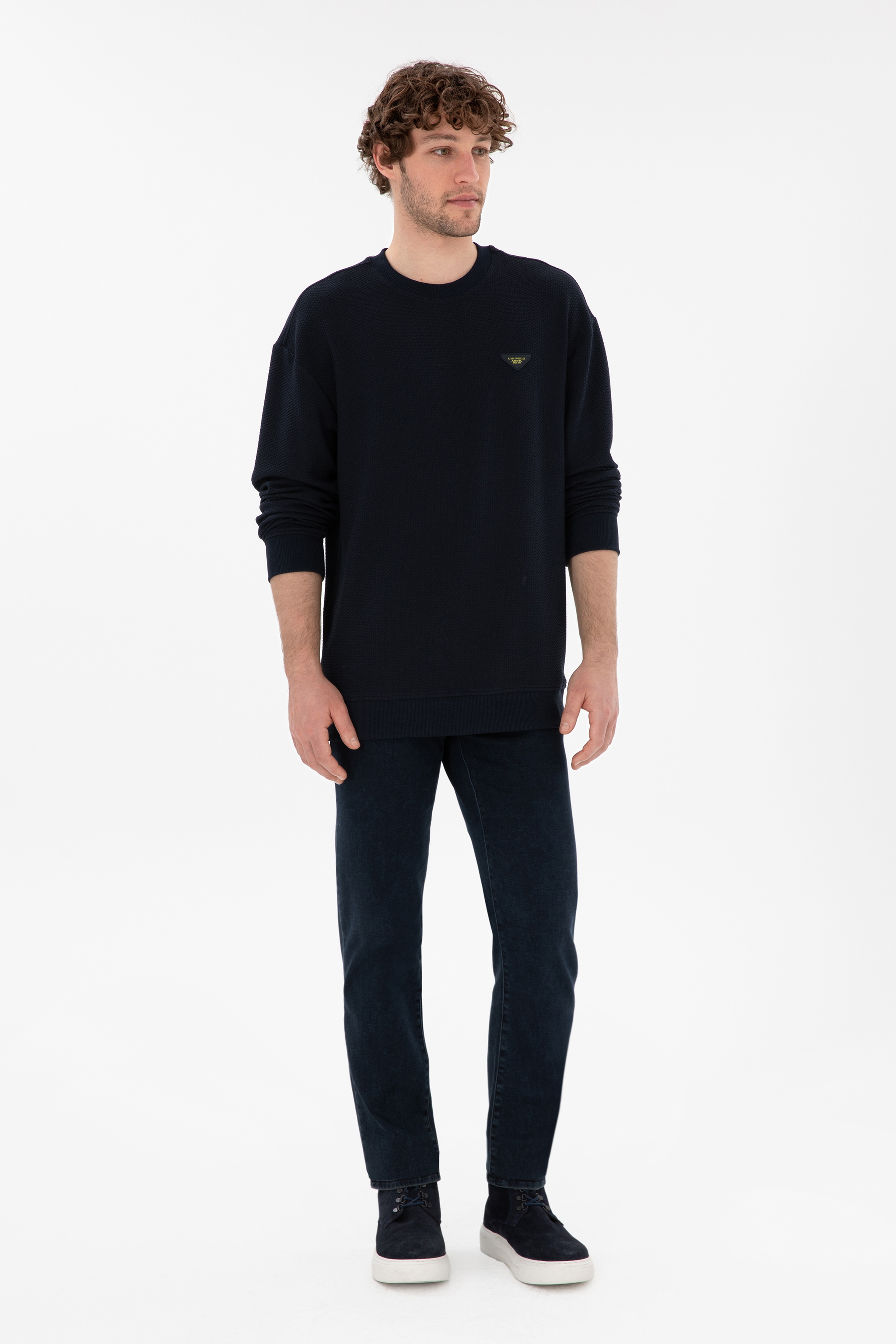 Erkek Comfort Fit Bisiklet Yaka Lacivert Sweatshirt