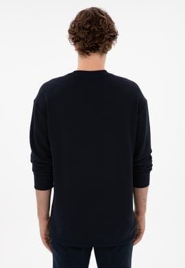 Erkek Comfort Fit Bisiklet Yaka Lacivert Sweatshirt - 50290777008