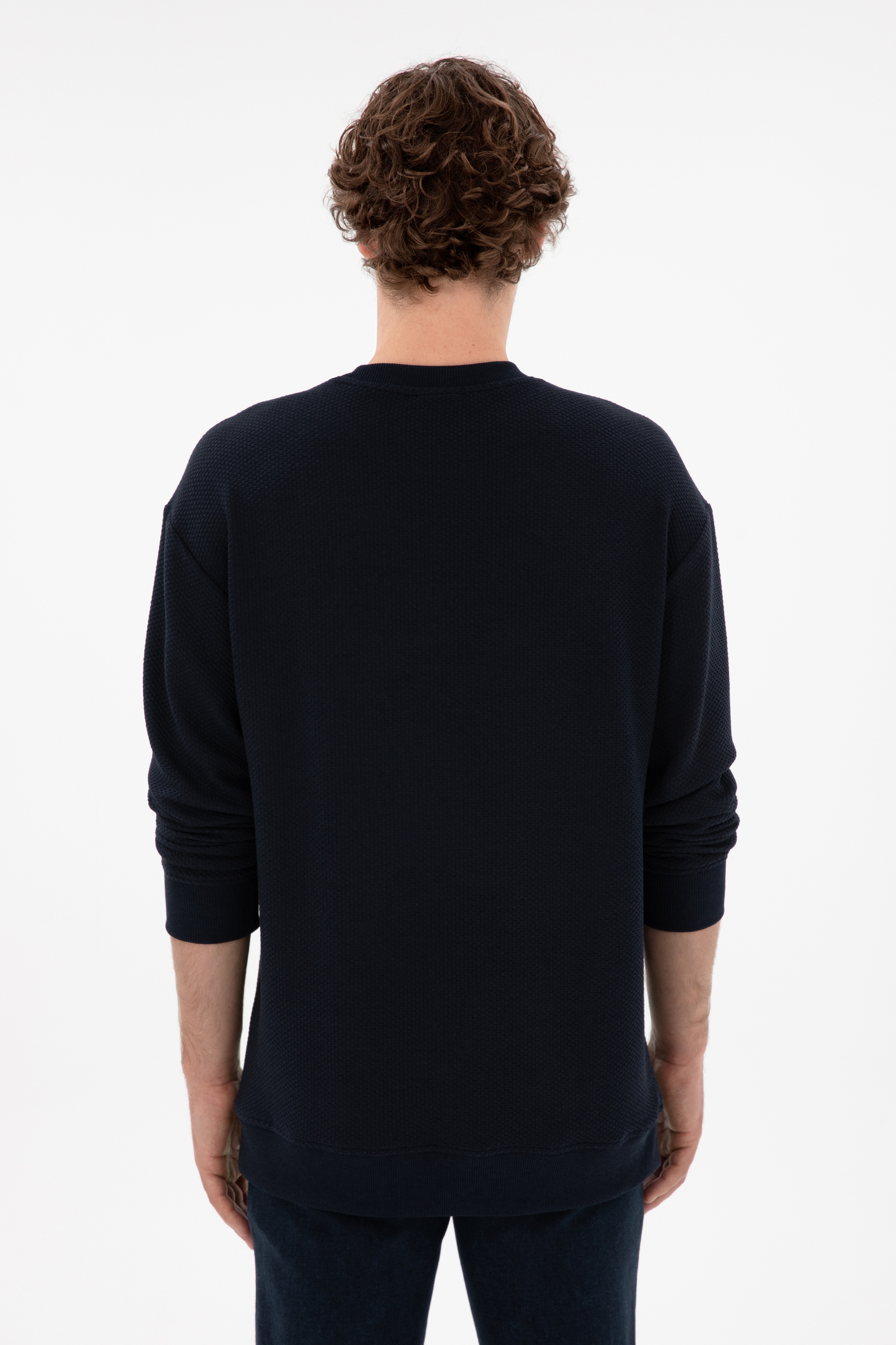 Erkek Comfort Fit Bisiklet Yaka Lacivert Sweatshirt