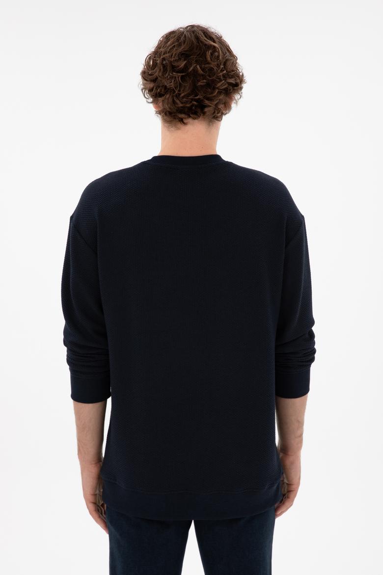 Erkek Comfort Fit Bisiklet Yaka Lacivert Sweatshirt - 50290777008