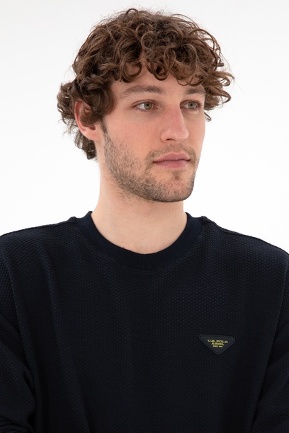 Erkek Comfort Fit Bisiklet Yaka Lacivert Sweatshirt