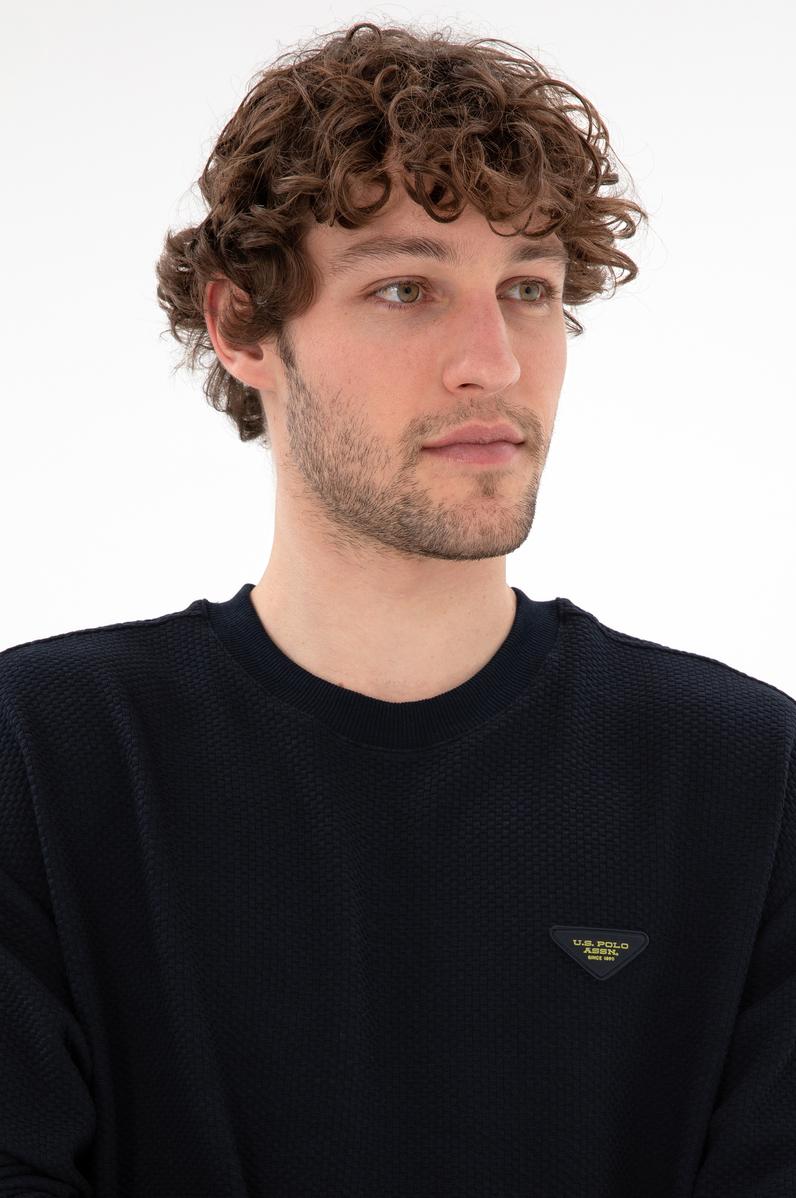 Erkek Comfort Fit Bisiklet Yaka Lacivert Sweatshirt