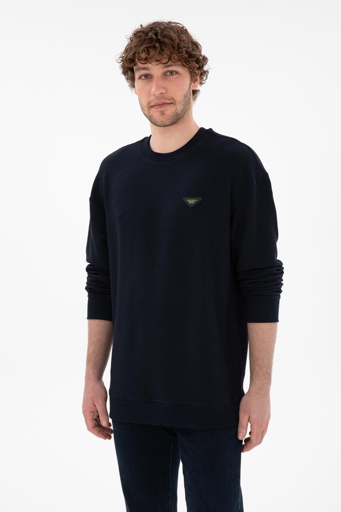 Erkek Comfort Fit Bisiklet Yaka Lacivert Sweatshirt