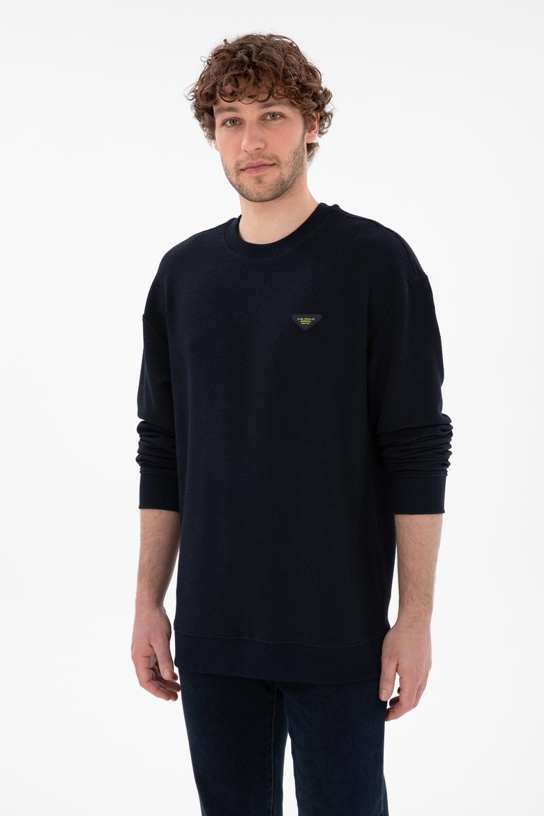 Erkek Comfort Fit Bisiklet Yaka Lacivert Sweatshirt