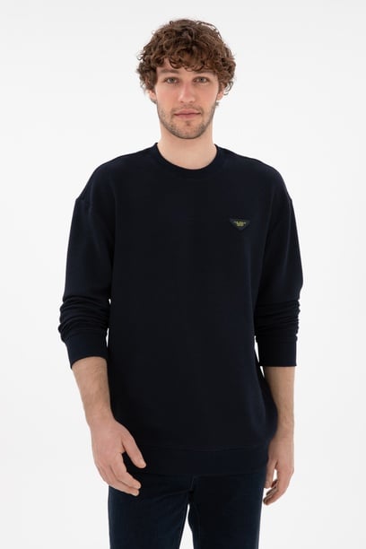 Erkek Comfort Fit Bisiklet Yaka Lacivert Sweatshirt