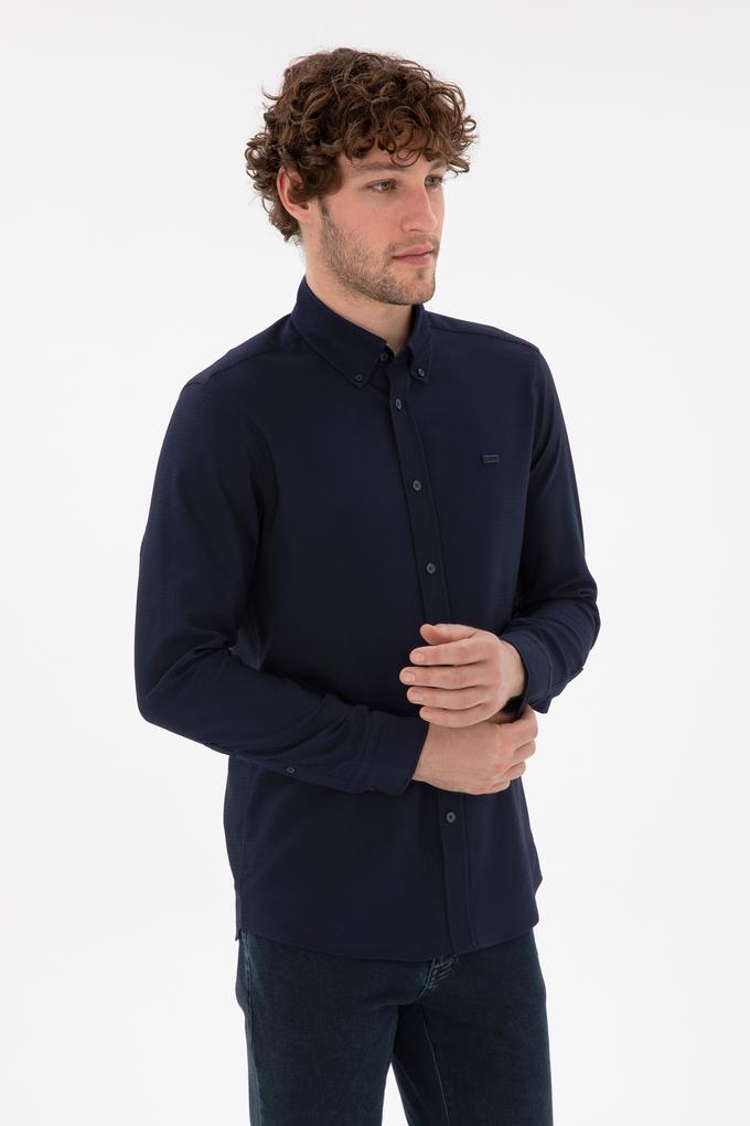 Erkek Lacivert Uzun Kollu Gömlek