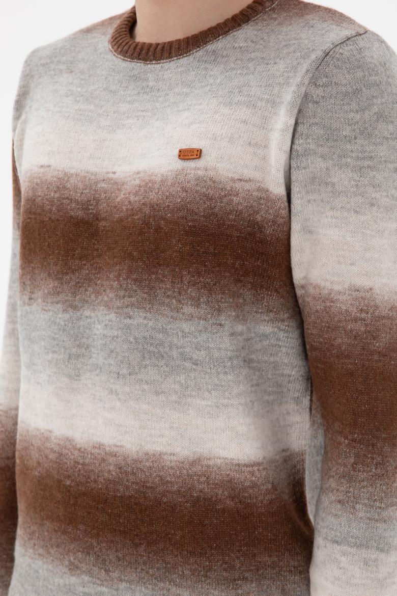 Erkek Slim Fit Bisiklet Yaka Gri Melanj Kazak - 50297082002