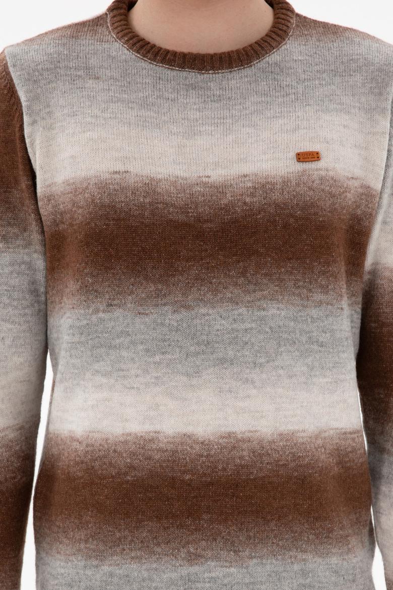 Erkek Slim Fit Bisiklet Yaka Gri Melanj Kazak - 50297082002