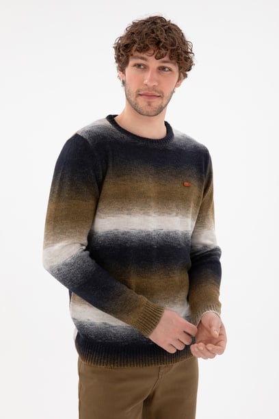 Erkek Slim Fit Bisiklet Yaka Taş Kazak