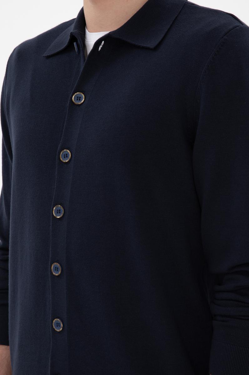 Erkek Lacivert Basic Triko Hırka