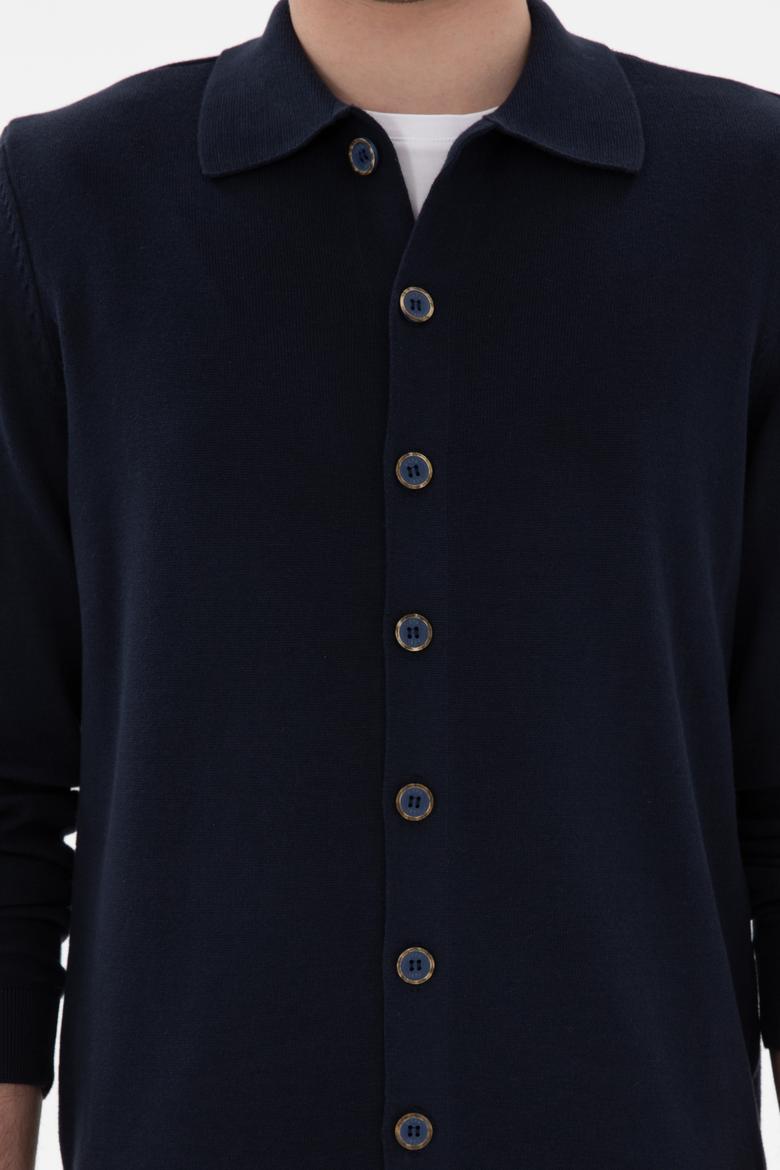 Erkek Lacivert Basic Triko Hırka - 50298272041