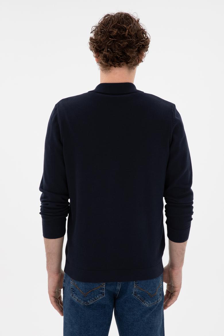 Erkek Lacivert Basic Triko Hırka - 50298272041