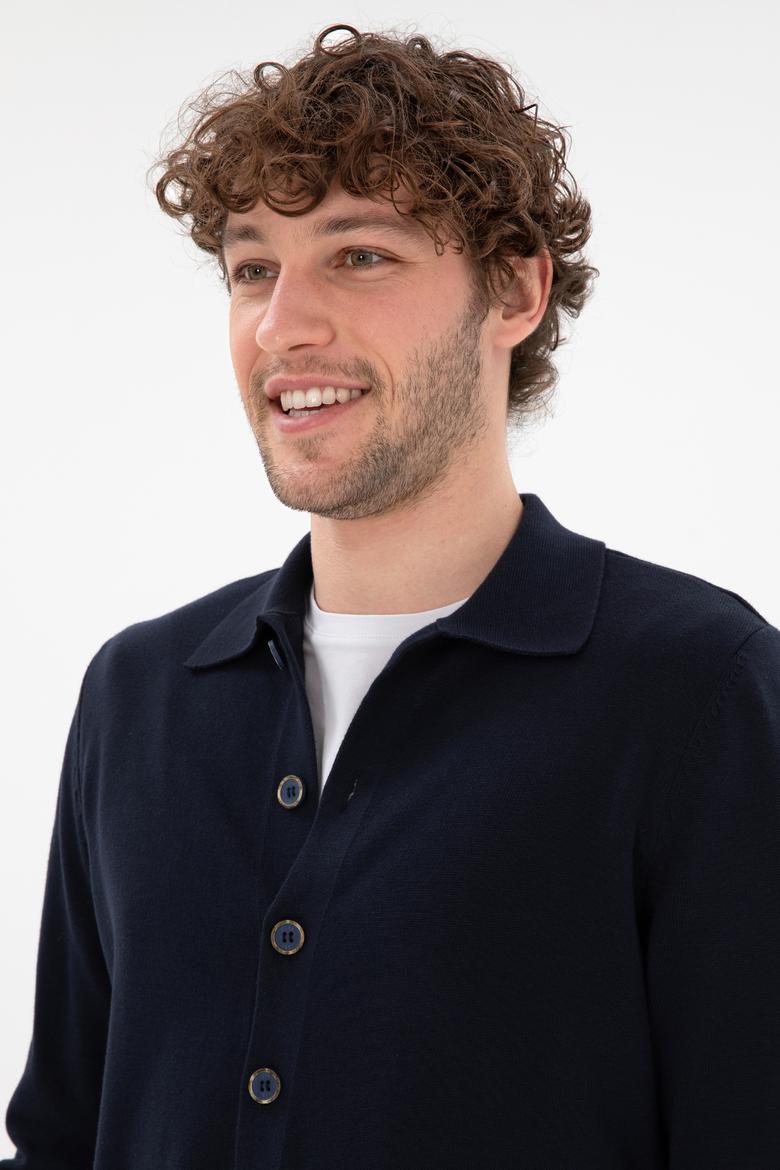 Erkek Lacivert Basic Triko Hırka - 50298272041