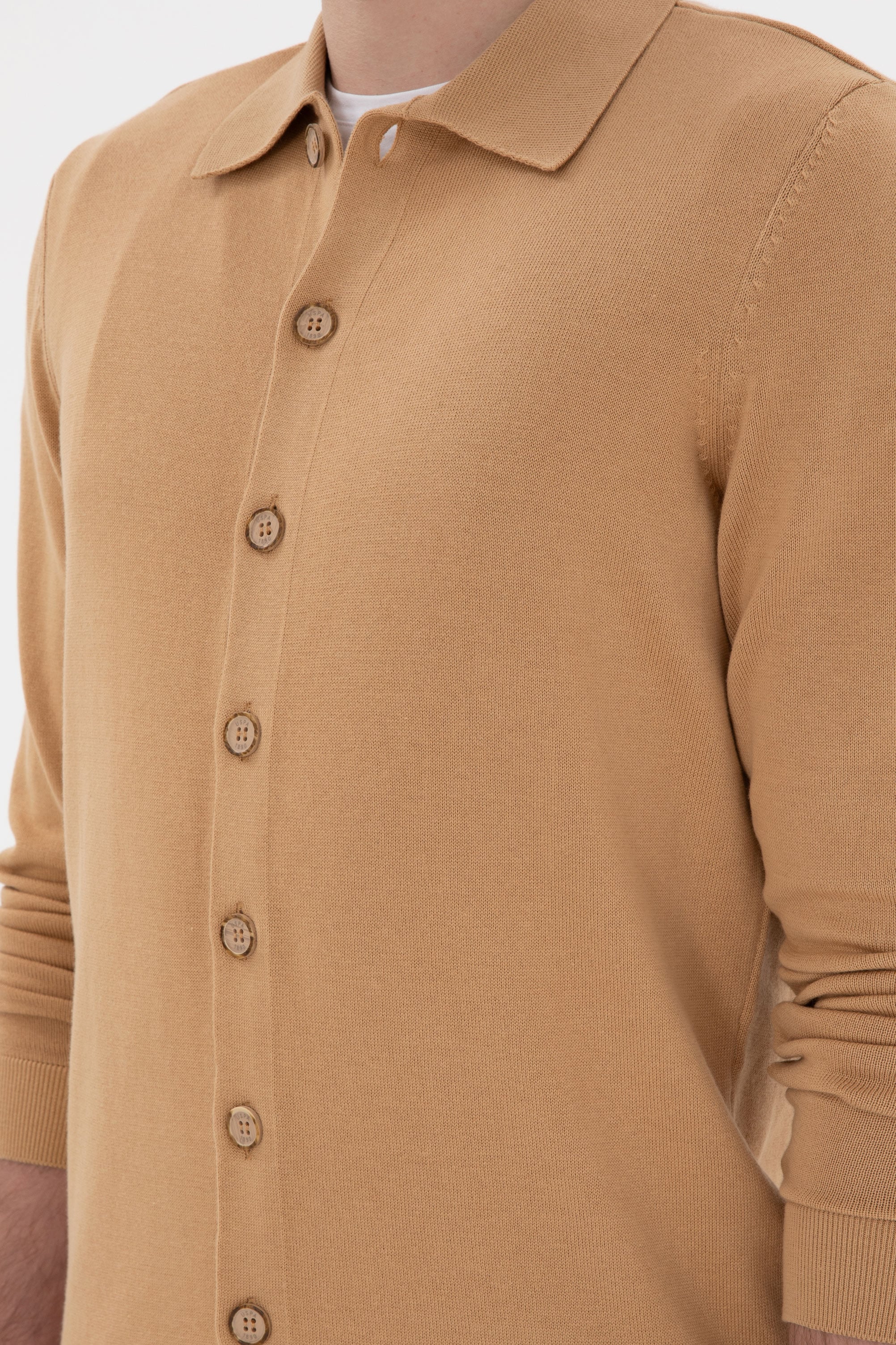 Erkek Camel Basic Triko Hırka