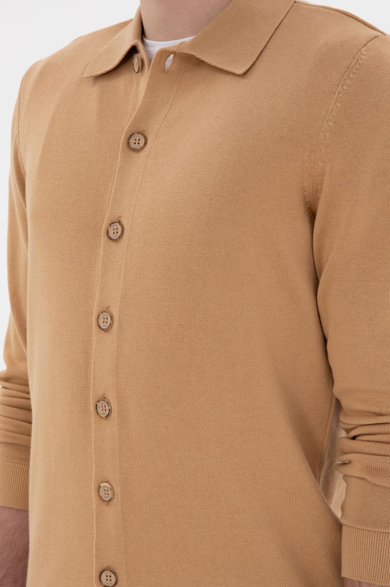 Erkek Camel Basic Triko Hırka