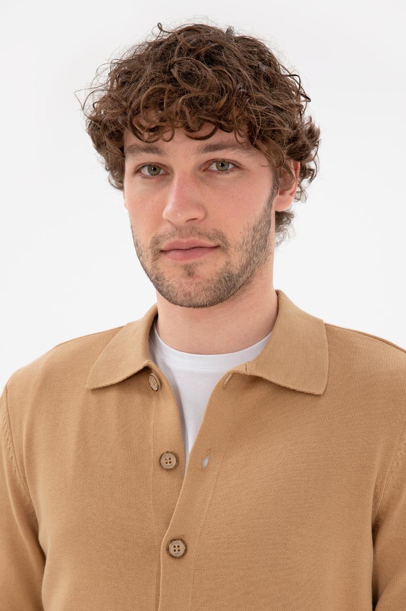 Erkek Camel Basic Triko Hırka