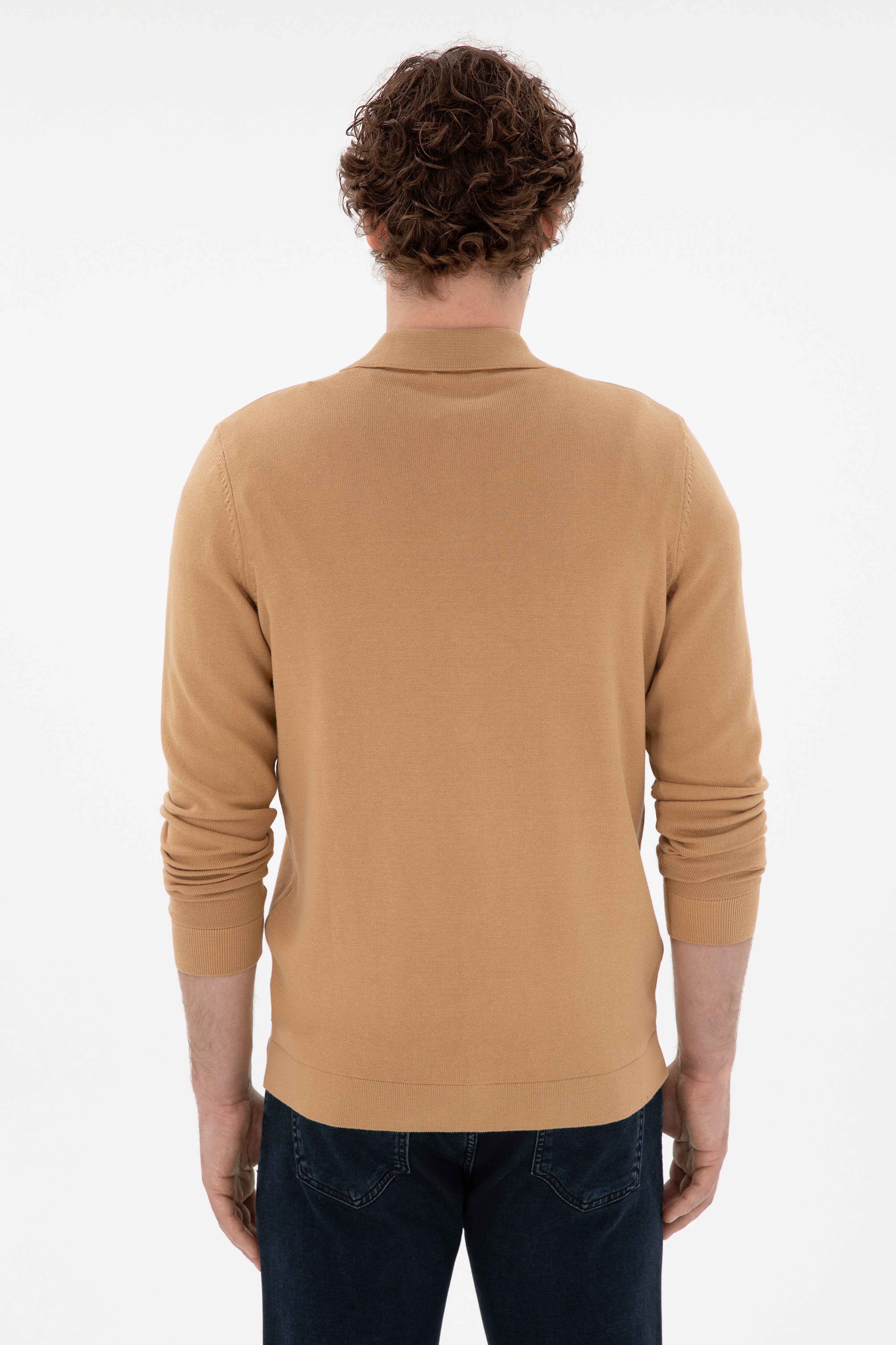 Erkek Camel Basic Triko Hırka - Image 5