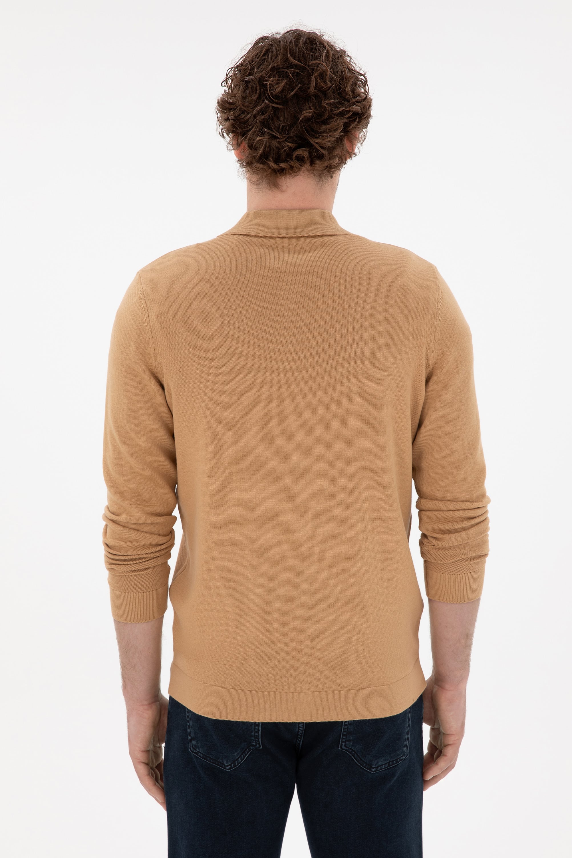 Erkek Camel Basic Triko Hırka