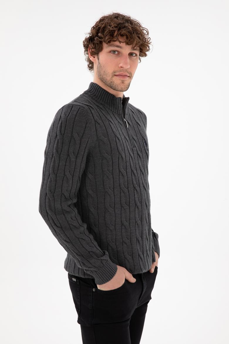 Erkek Antrasit Melanj Kazak - 50297020008