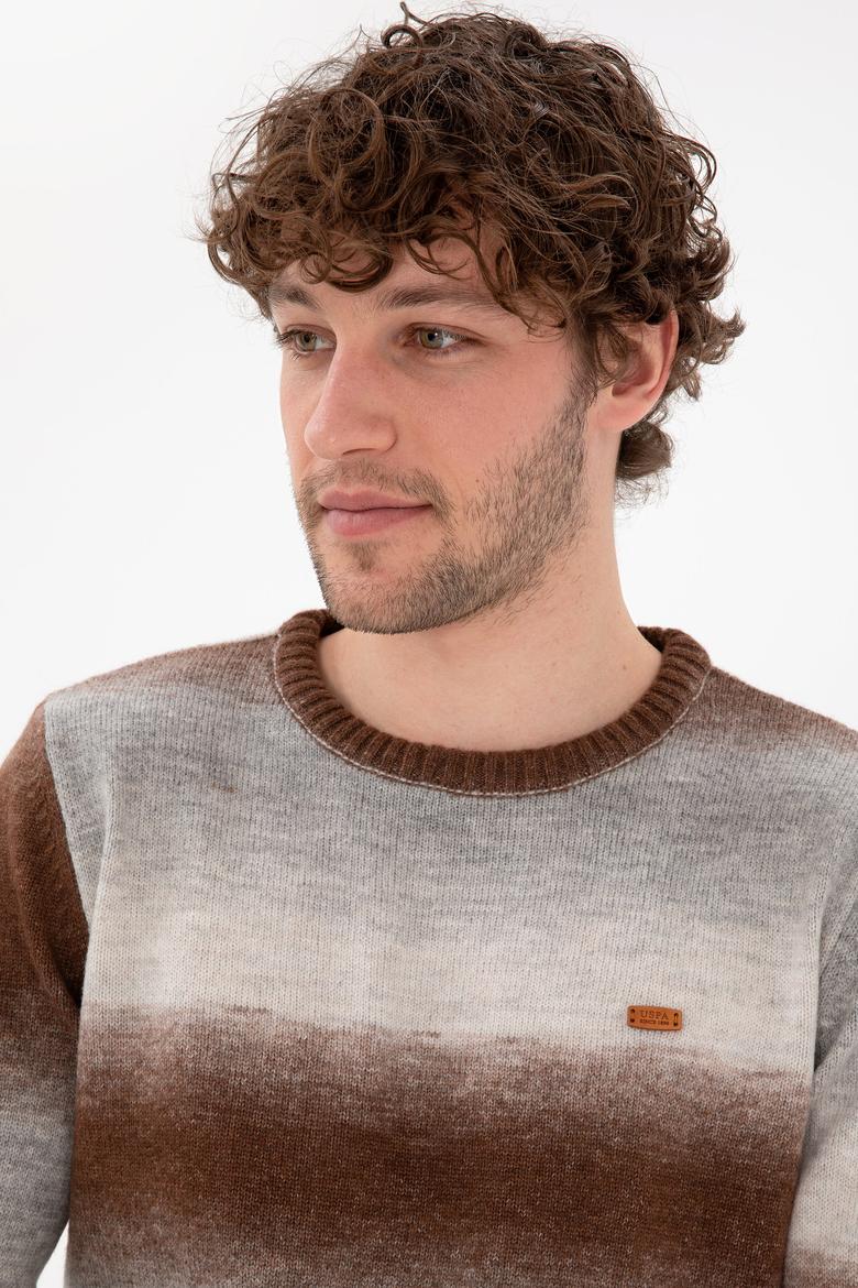 Erkek Slim Fit Bisiklet Yaka Gri Melanj Kazak - 50297082002