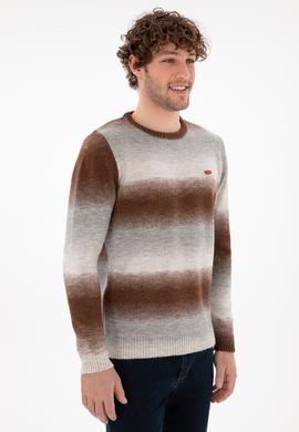 Erkek Slim Fit Bisiklet Yaka Gri Melanj Kazak - 50297082002