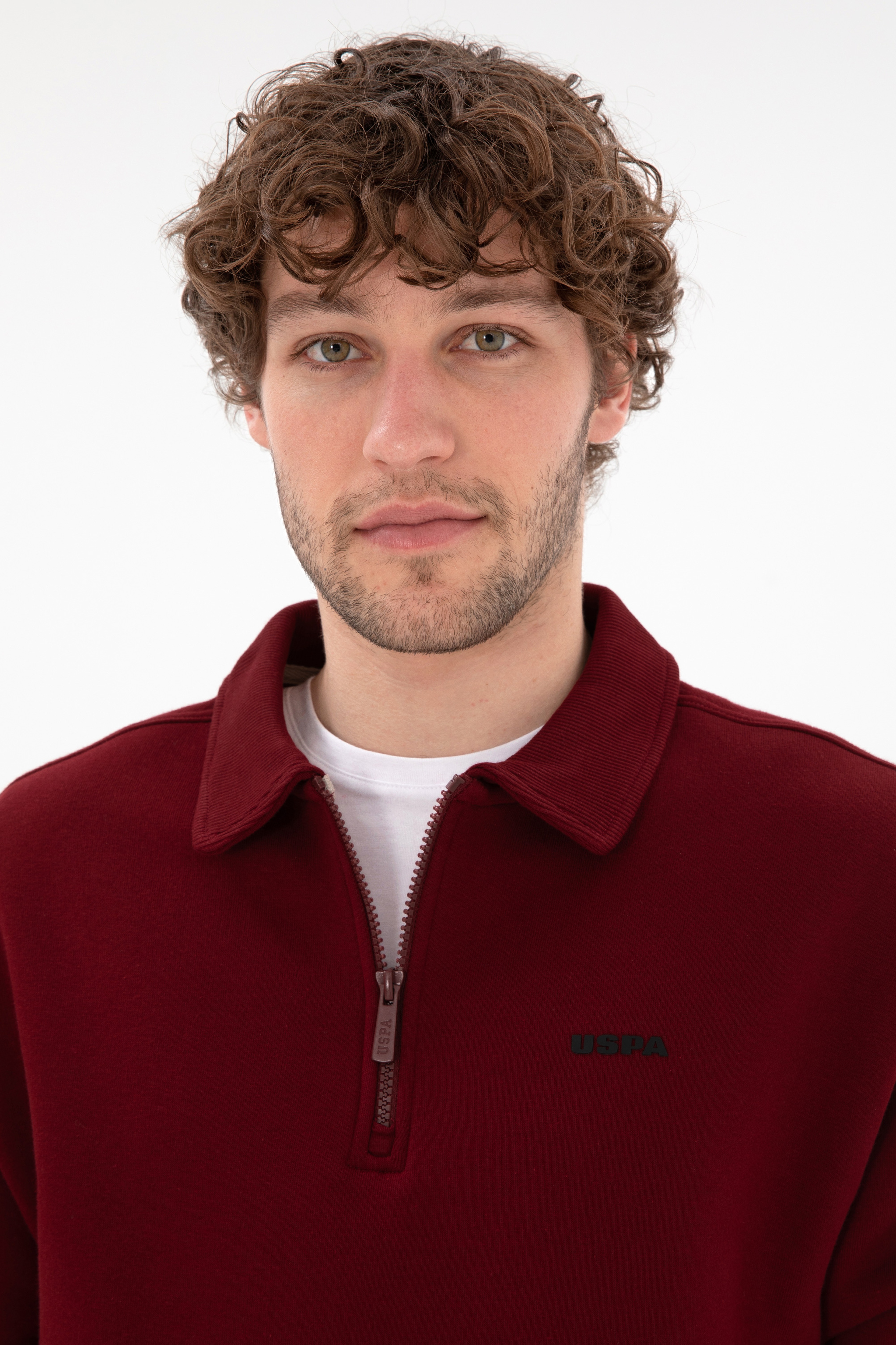 Erkek Bordo Basic Sweatshirt - Image 2