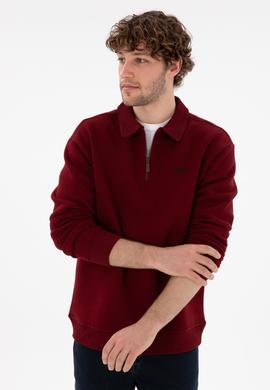 Erkek Bordo Basic Sweatshirt - 50298265071