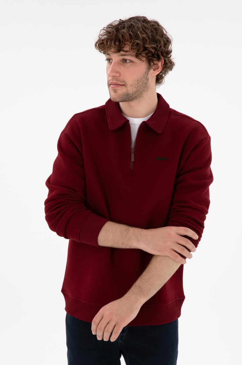 Erkek Bordo Basic Sweatshirt