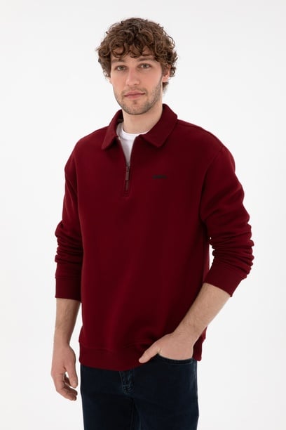Erkek Bordo Basic Sweatshirt