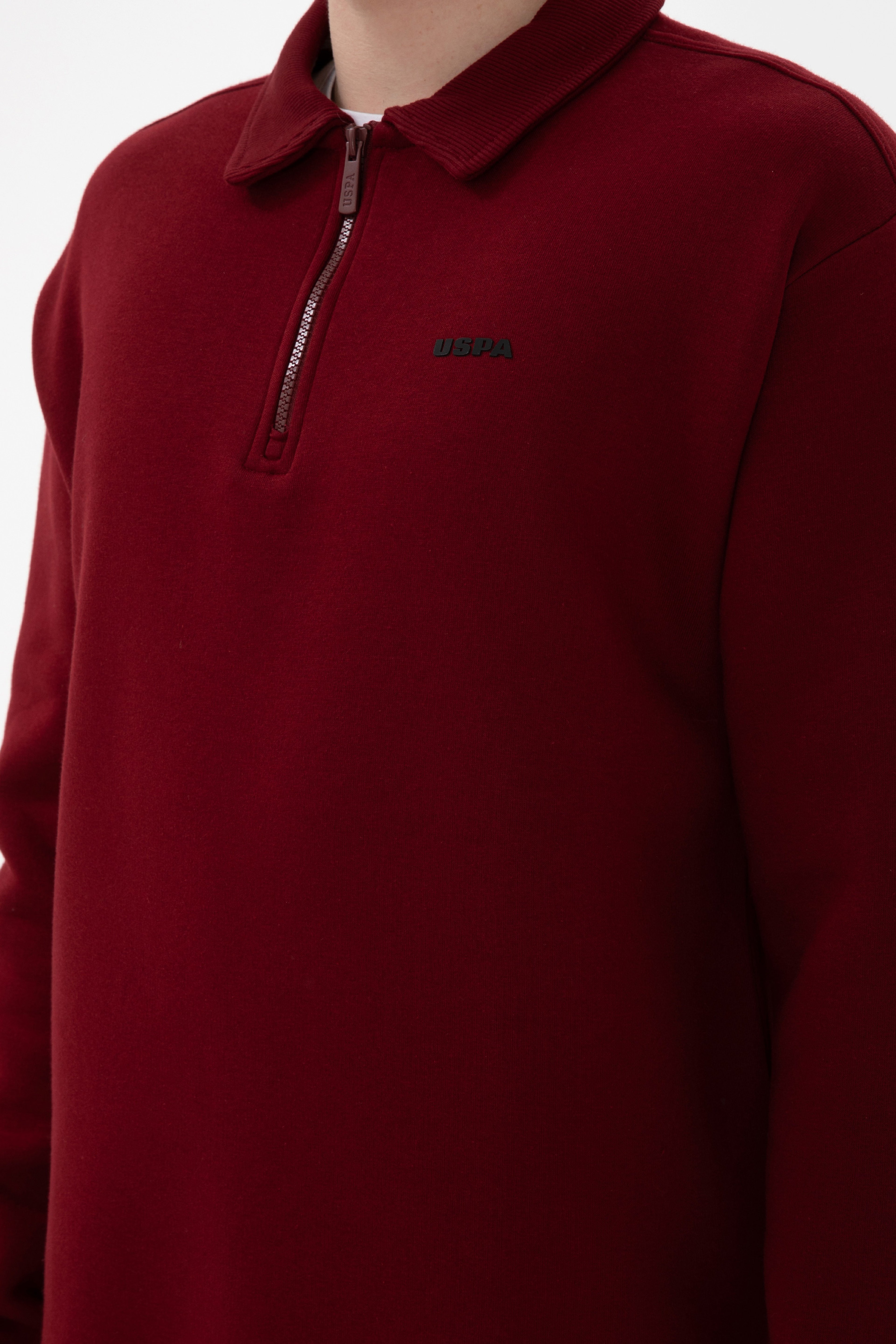 Erkek Bordo Basic Sweatshirt - Image 7