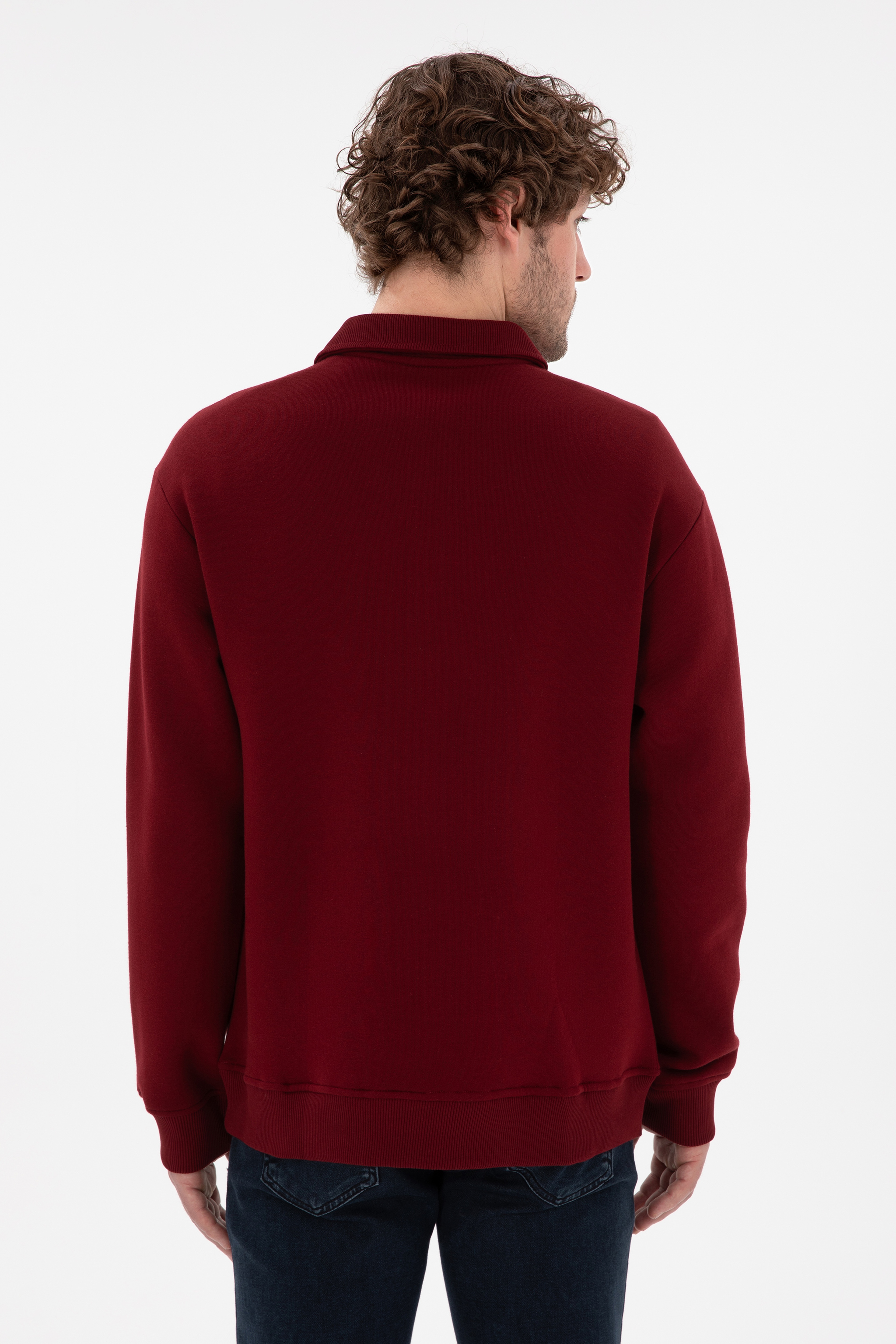 Erkek Bordo Basic Sweatshirt