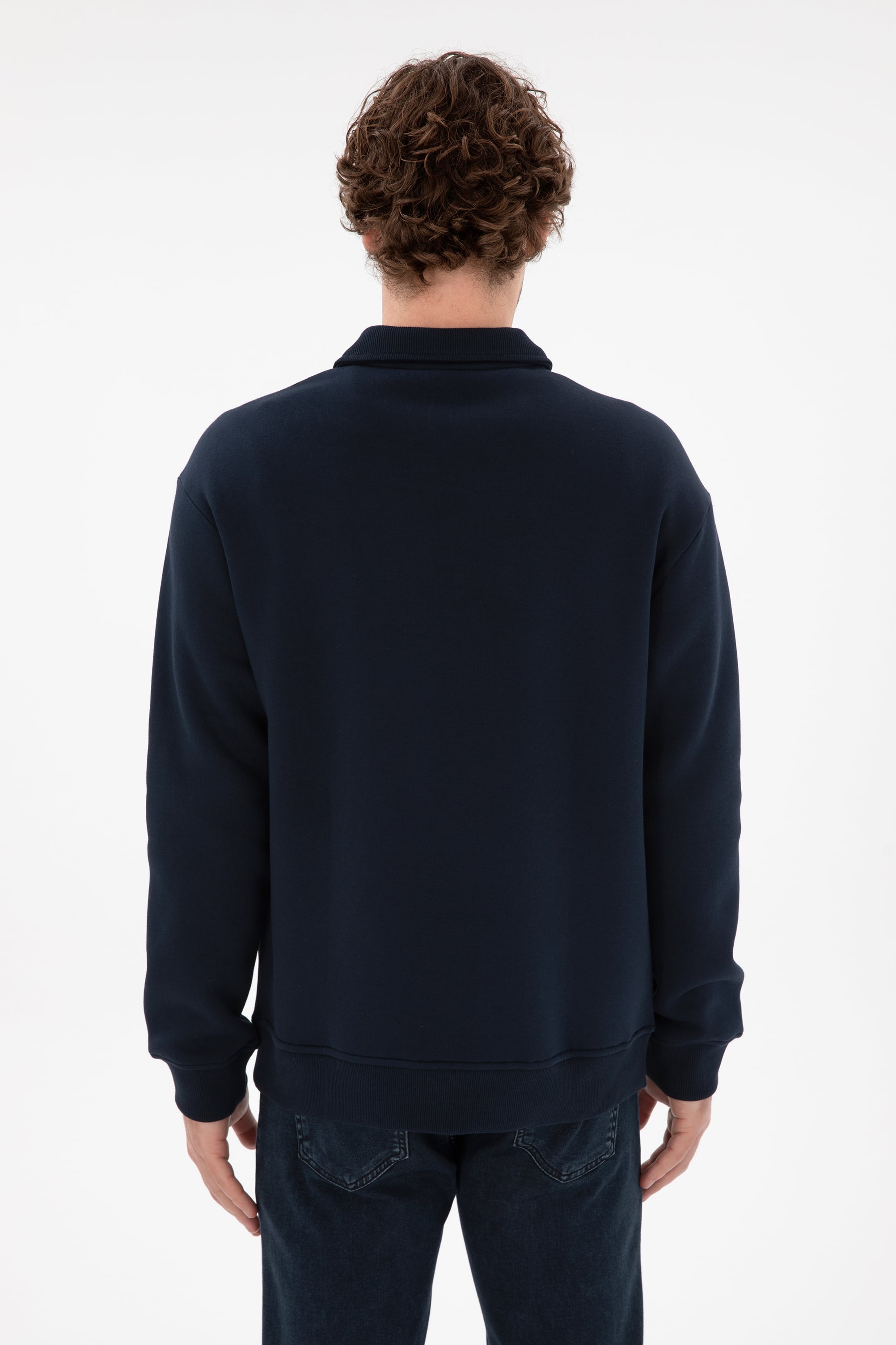 Erkek Lacivert Basic Sweatshirt