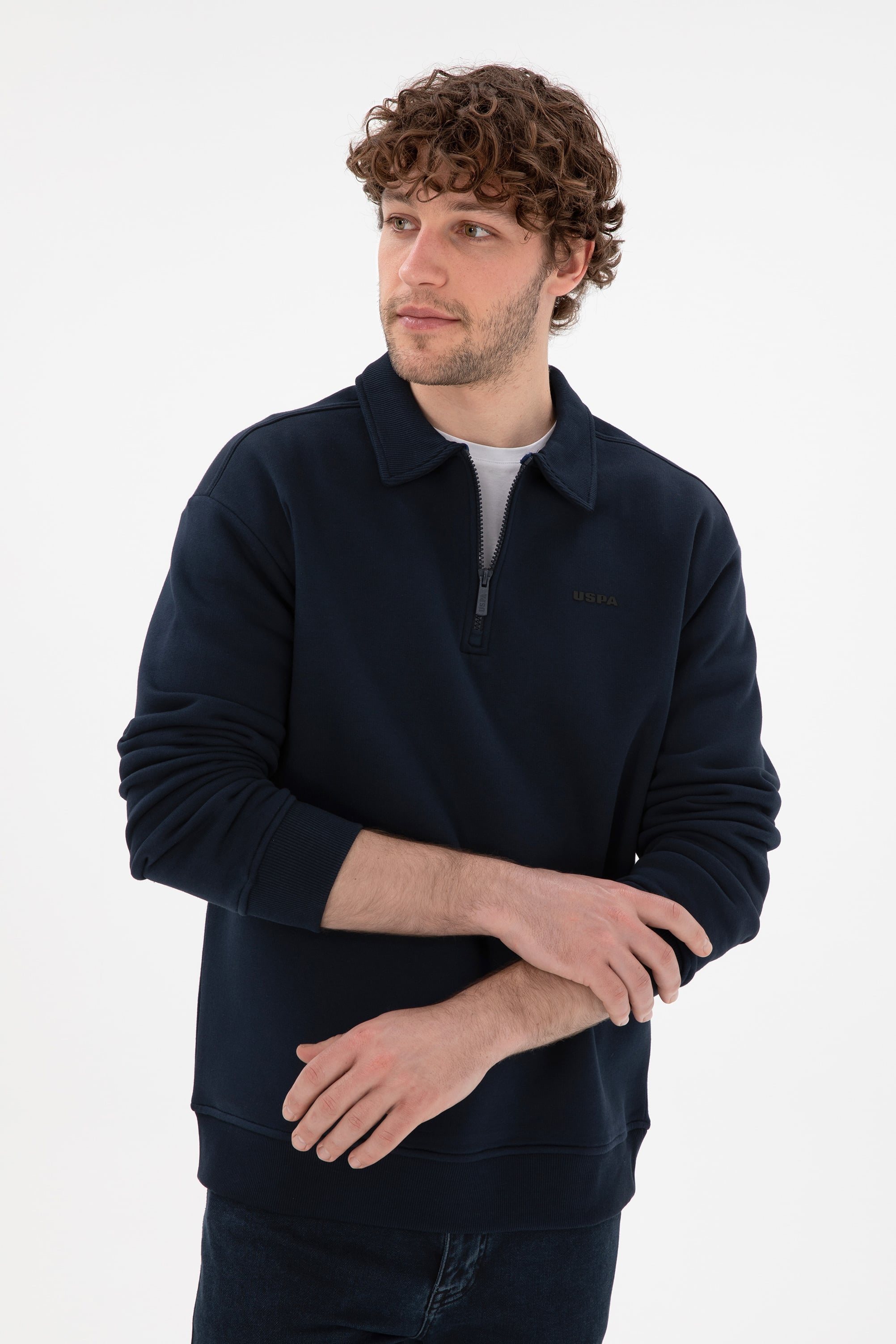 Erkek Lacivert Basic Sweatshirt - Image 3