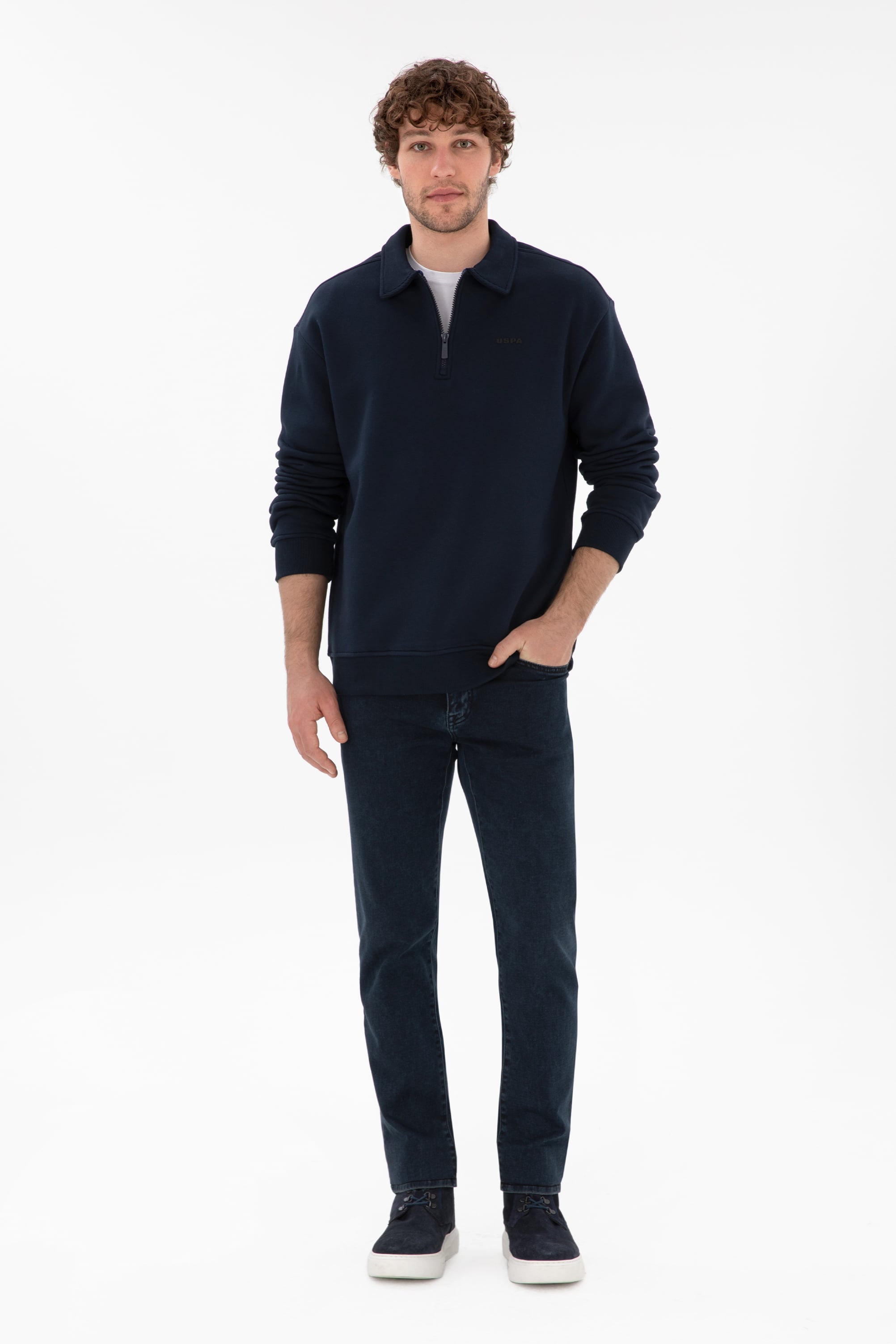 Erkek Lacivert Basic Sweatshirt - Image 4