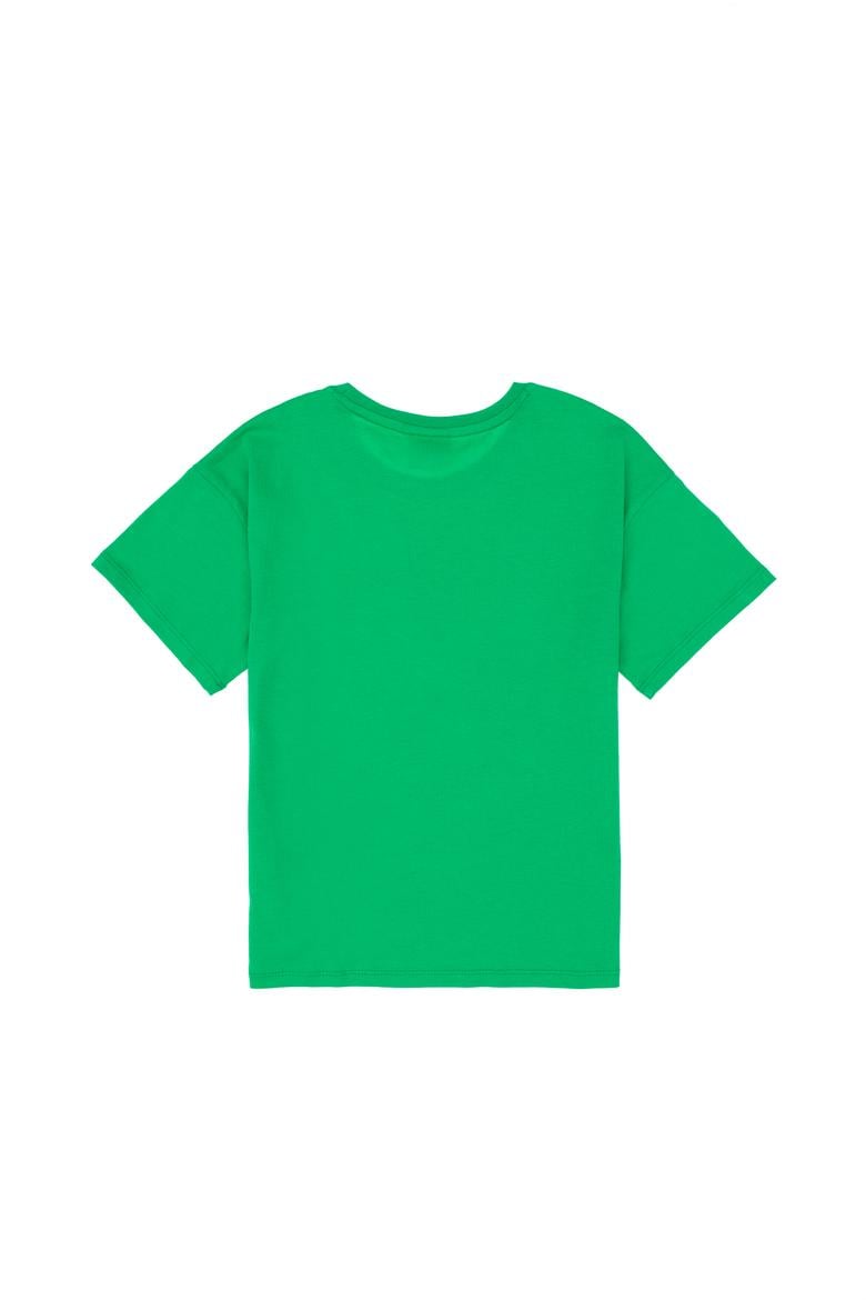 Erkek Çocuk Yeşil Oversize Bisiklet Yaka Tişört - 50306498048