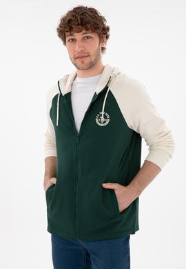 Erkek Koyu Yeşil Örme Hırka - 50293396018