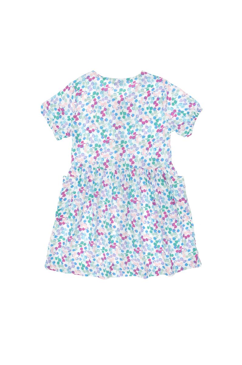 Kız Çocuk Mint Desenli Krep Kumaş Dokuma Elbise