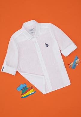 Erkek Çocuk Beyaz Uzun Kollu Basic Gömlek - 50306583006
