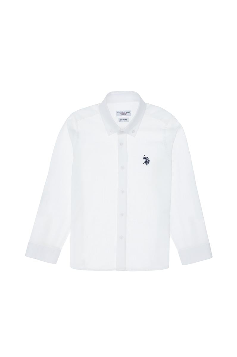 Erkek Çocuk Beyaz Uzun Kollu Basic Gömlek