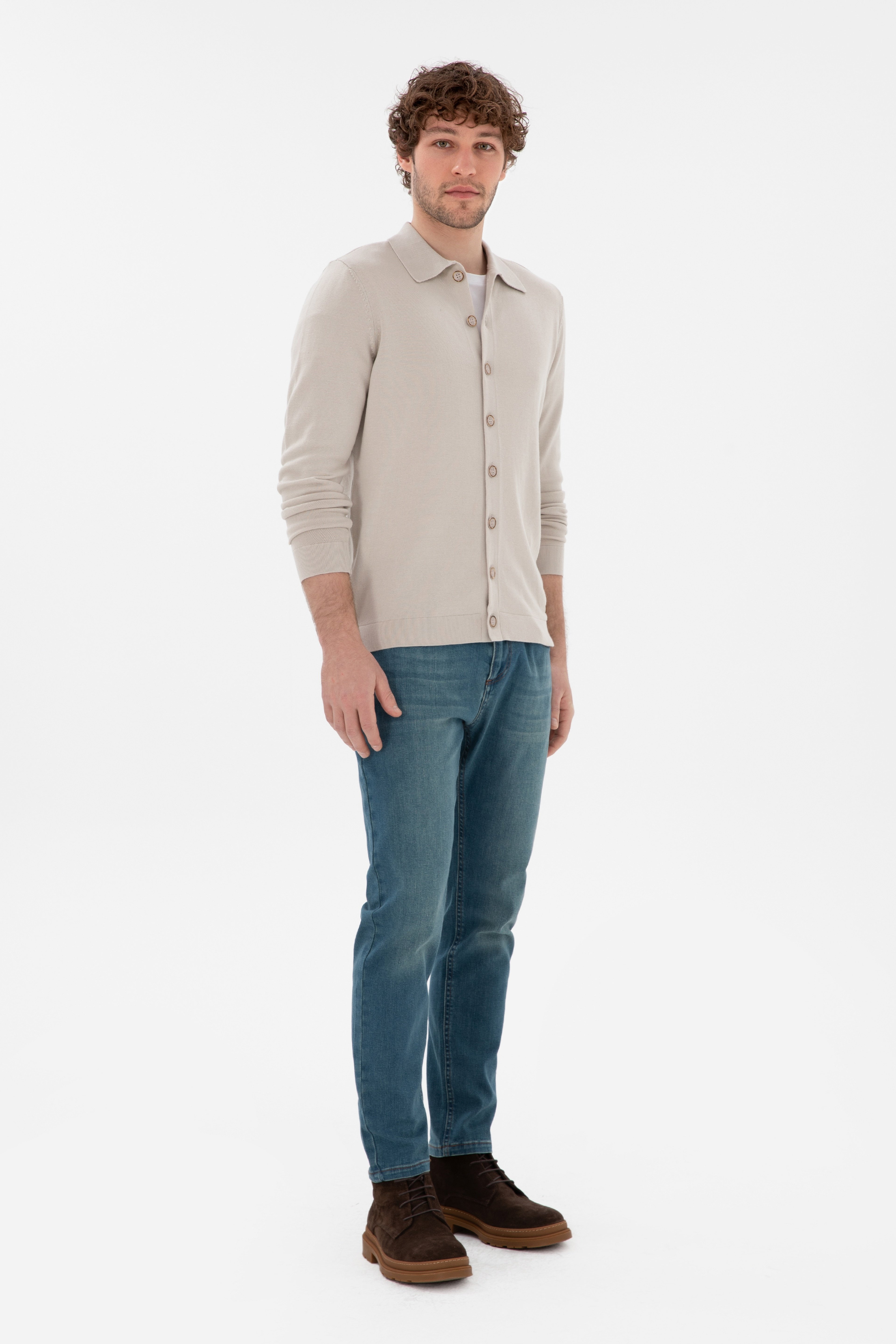 Erkek Taş Basic Triko Hırka - Image 4