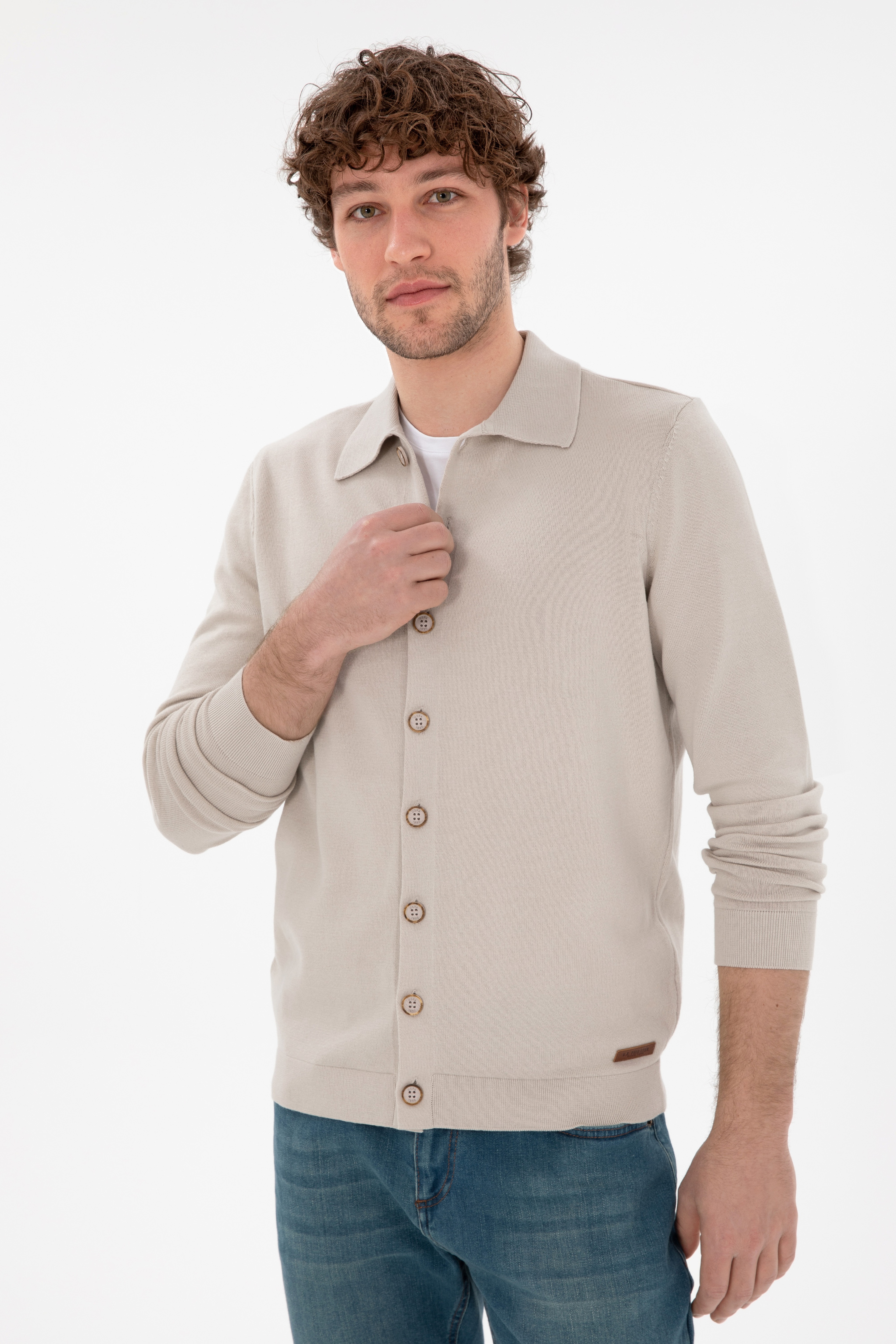 Erkek Taş Basic Triko Hırka - Image 3