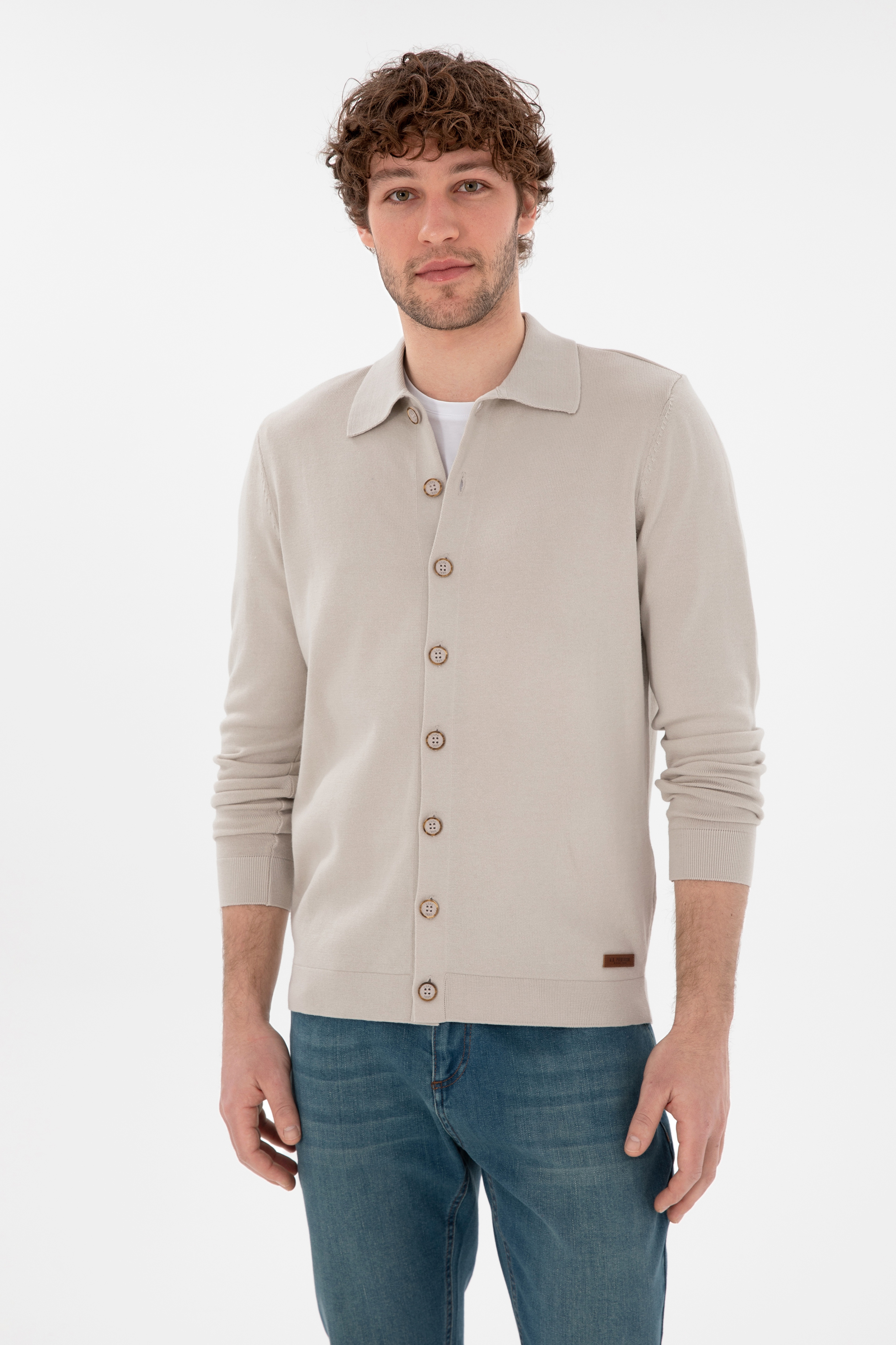 Erkek Taş Basic Triko Hırka - Image 1
