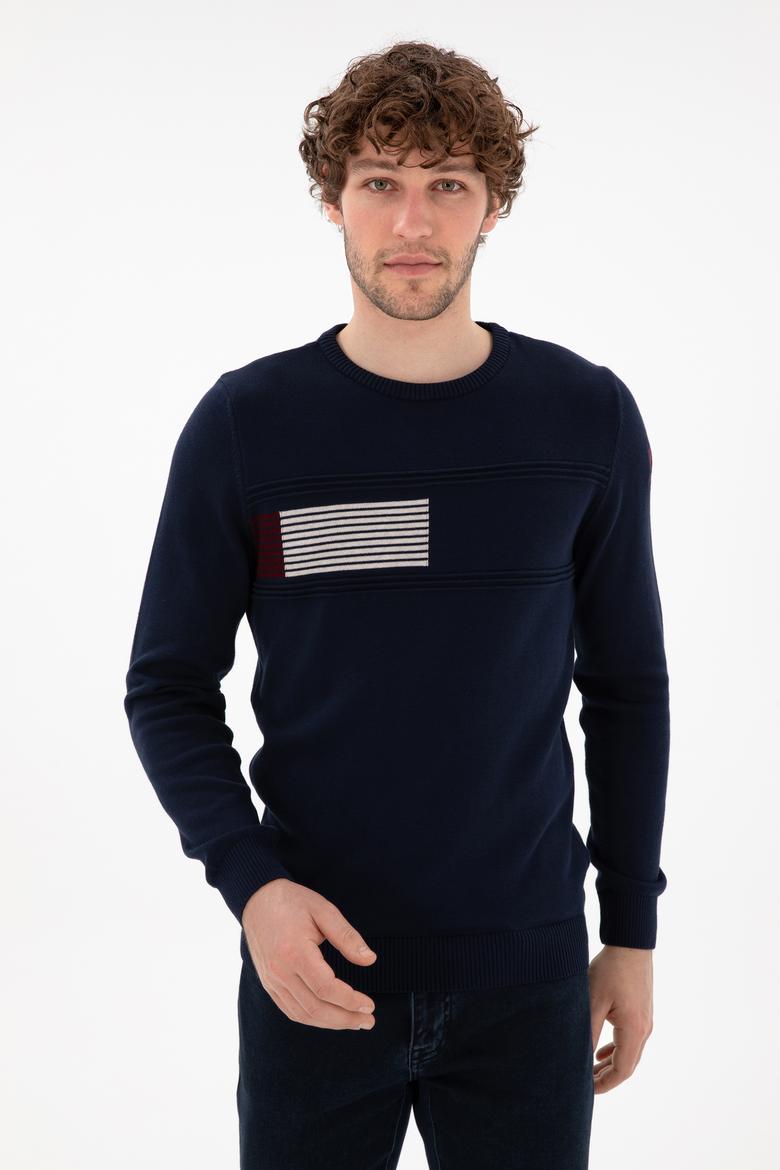 Erkek Lacivert Bisiklet Yaka Kazak - 50297073008