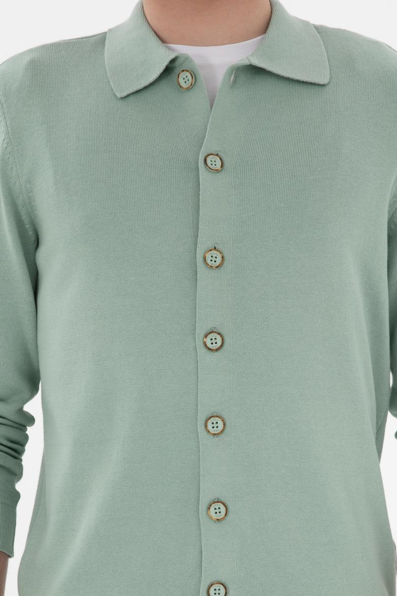 Erkek Su Yeşili Basic Triko Hırka - 50298272008