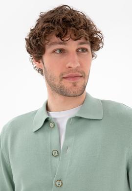 Erkek Su Yeşili Basic Triko Hırka - 50298272008