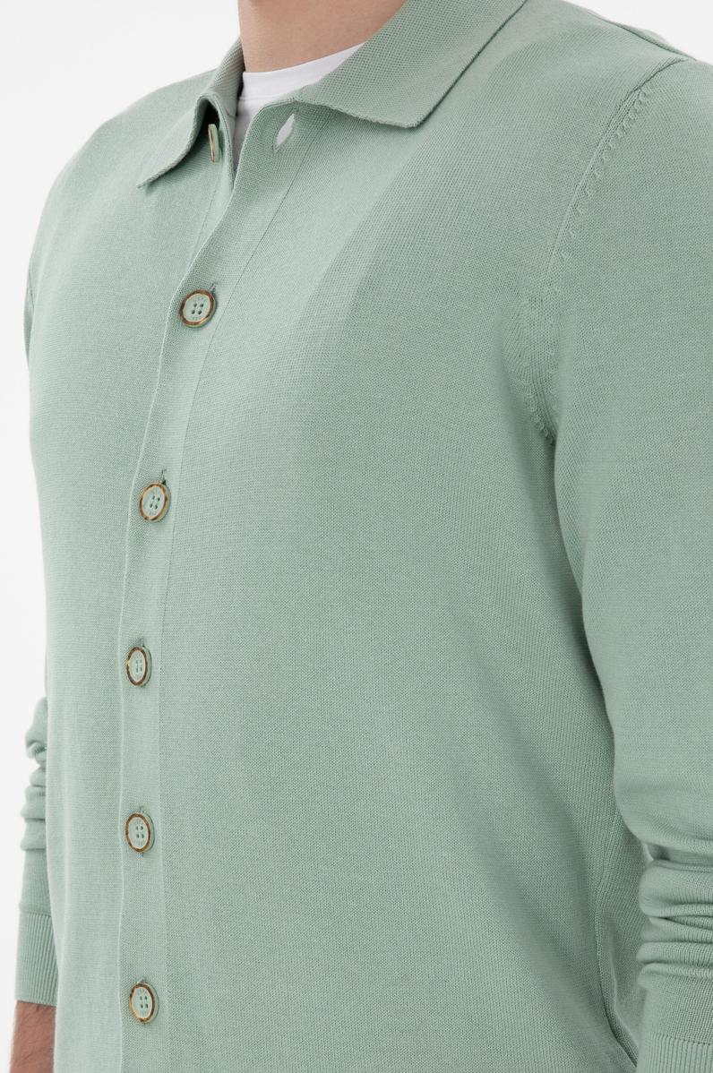 Erkek Su Yeşili Basic Triko Hırka