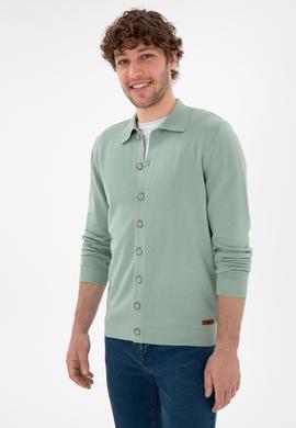 Erkek Su Yeşili Basic Triko Hırka - 50298272008